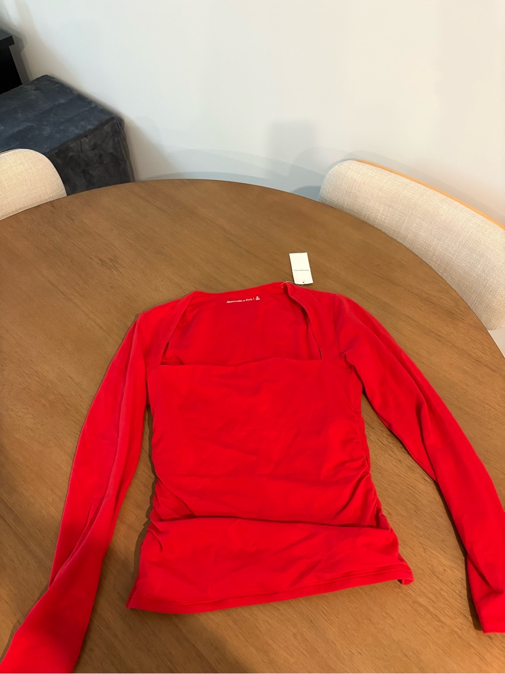 Abercrombie & Fitch Red Long-Sleeve Square Neck Top